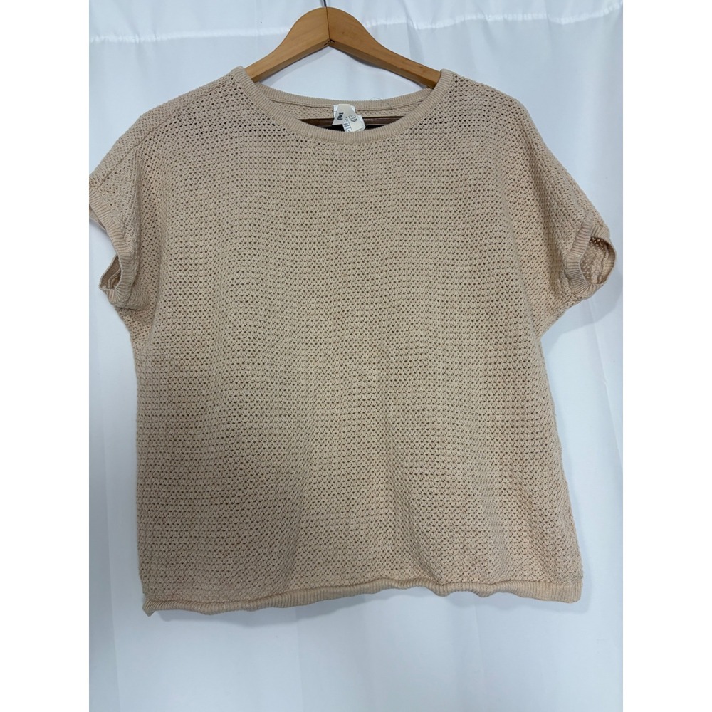 Pact Organic Cotton Linen Granola Capsule Minimalist Short Sleeve Sweater Large
